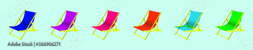 set of deck chair cartoon icon design template with various models. vector illustration isolated on blue background