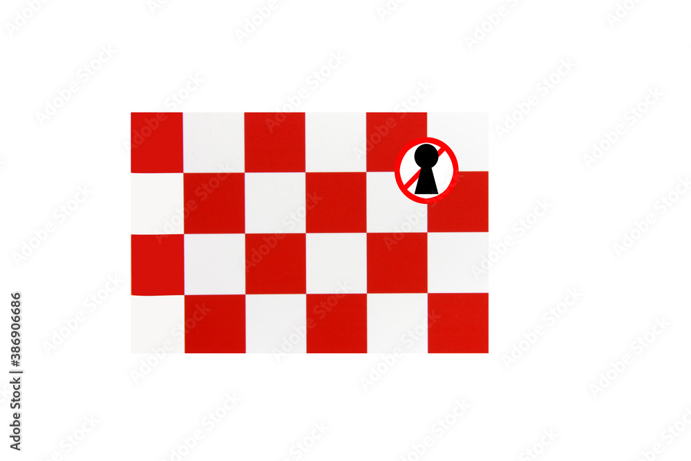 flag with covid 19 warning