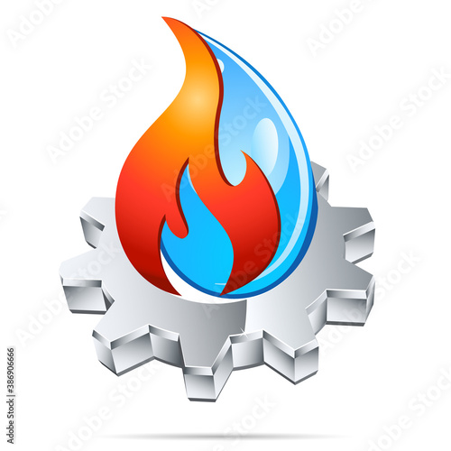 Sanitär, Gas, Wasser, Zahnrad - Firmenzeichen, Logo