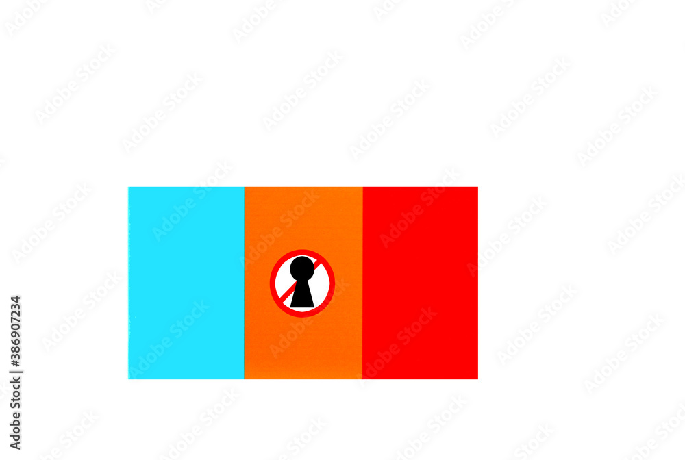 flag with covid 19 warning