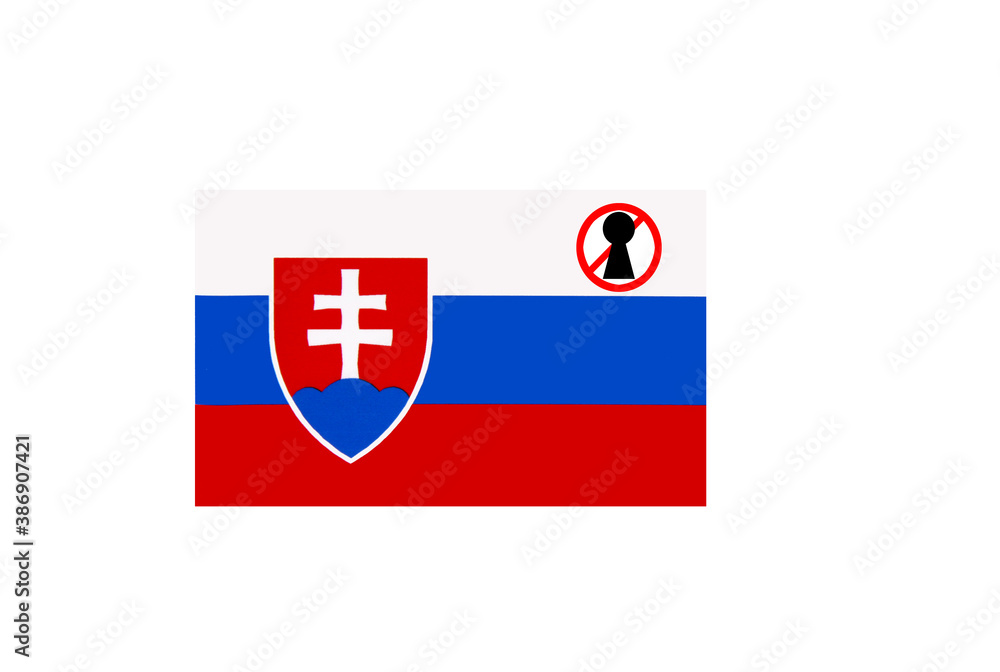 flag with covid 19 warning
