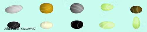 set of sea stones cartoon icon design template with various models. vector illustration isolated on blue background
