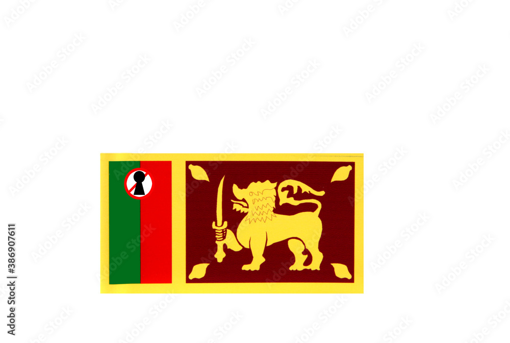 flag with covid 19 warning