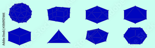 set of volumetric structures icon design template with various models. vector illustration isolated on blue background