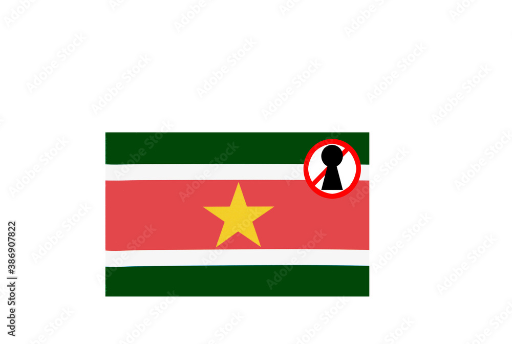 flag with covid 19 warning