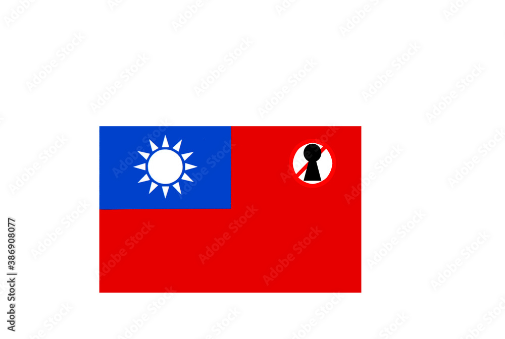 flag with covid 19 warning