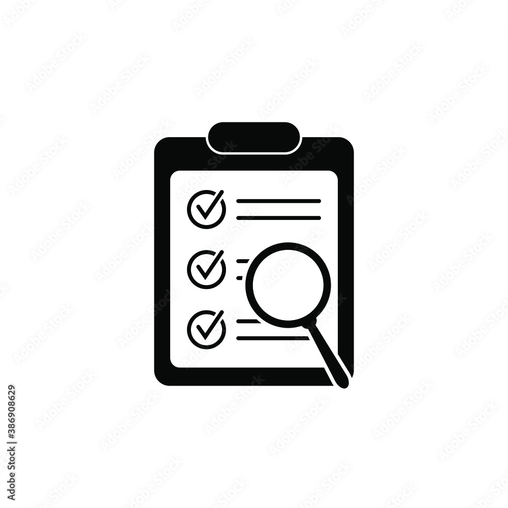 Magnifier assessment checklist icon, isolated vector Magnifier assessment checklist icon, isolated vector
