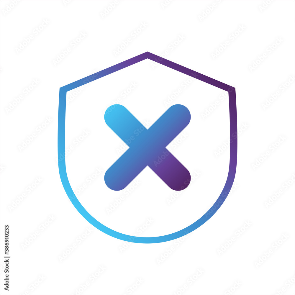Obraz premium security shield icon. shield with task symbol.gradient style outline Vector illustration, vector icon concept.