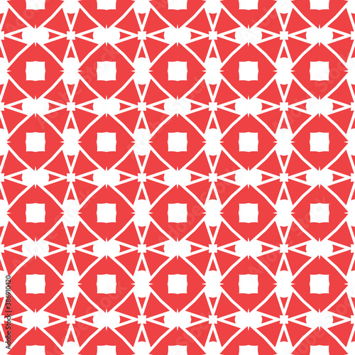 Vector seamless pattern texture background with geometric shapes  colored in red  white colors.