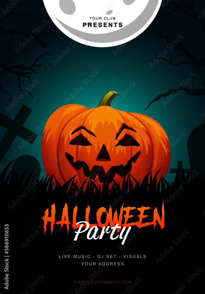 Halloween Party Poster Flyer Template Vector illustration	