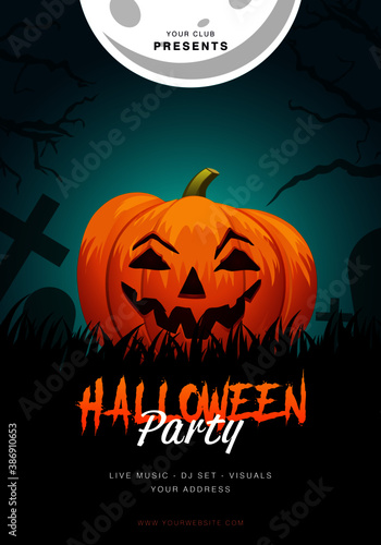 Halloween Party Poster Flyer Template Vector illustration 