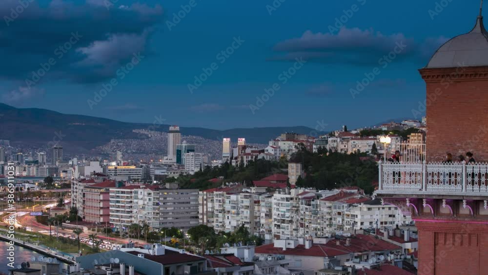 Time lapse of the tourists and busy traffic at seaside, Izmir, Turkey. High quality 4k footage Time lapse of the tourists and busy traffic at seaside, Izmir, Turkey. High quality 4k footage