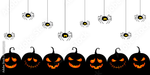 Halloween pumpkins. Cute evil jack-o-lantern silhouettes. Vector illustration