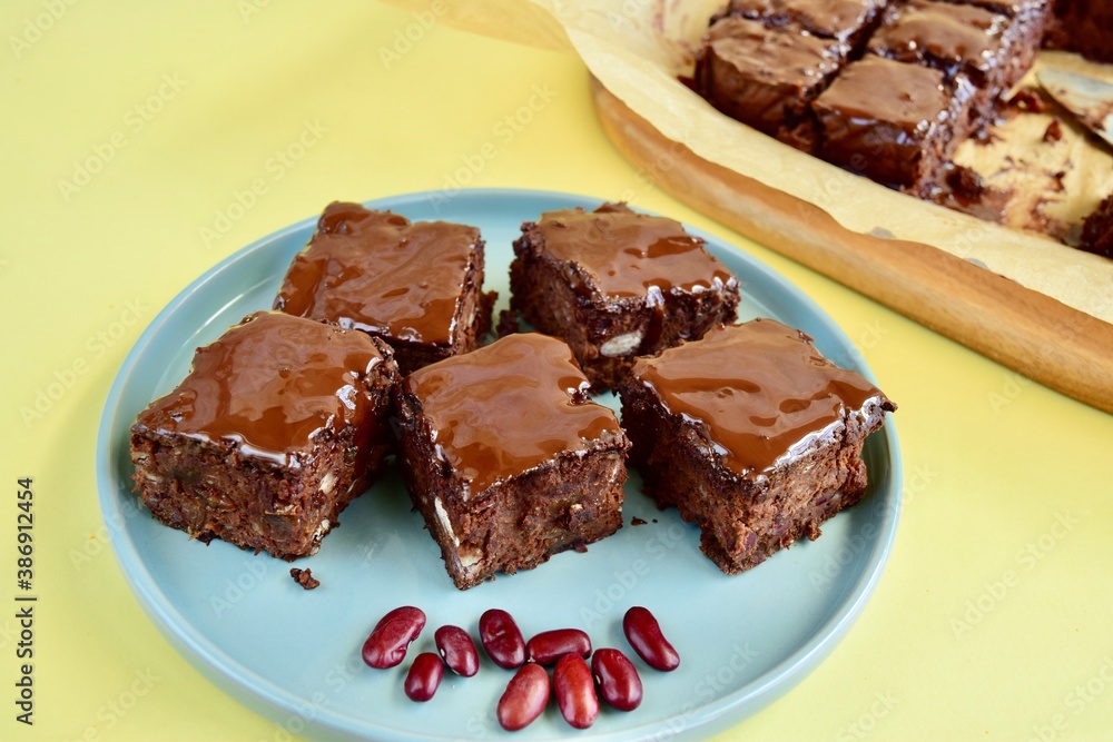 Kidney bean chocolate brownies. Vegan and gluten free Kidney bean chocolate brownies. Vegan and gluten free