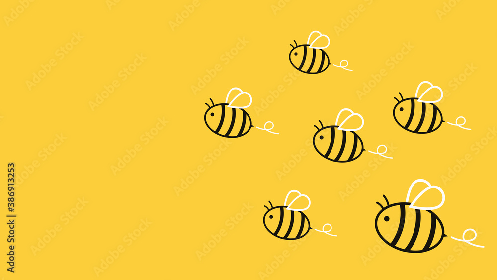 Bee cartoon character design. free space for text.