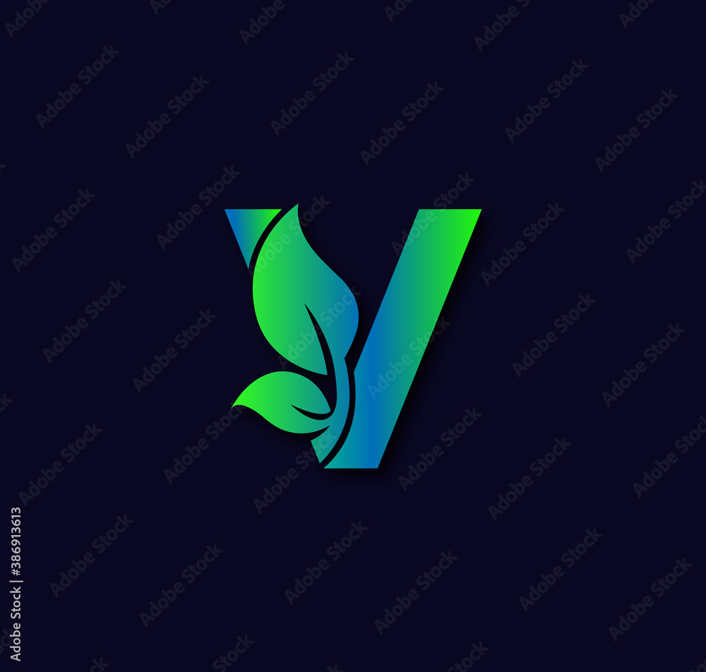 V Alphabet Nature Logo Design Concept