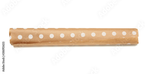 roll of brown wrapping paper isolated on white background