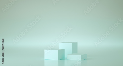 Mockup geometric shape podium for product design with blue background  3d rendering.