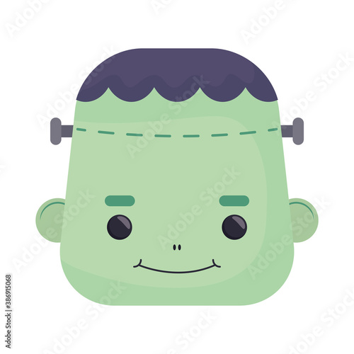 happy halloween cute frankenstein head character
