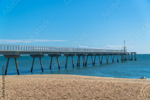 Badalona  Catalonia   Spain - October 3rd  2020  The Petroleum Bridge as seen from below in a sunny day