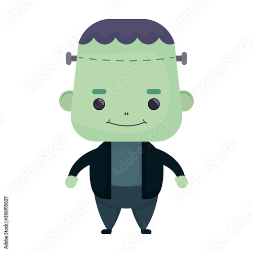 happy halloween cute frankenstein character