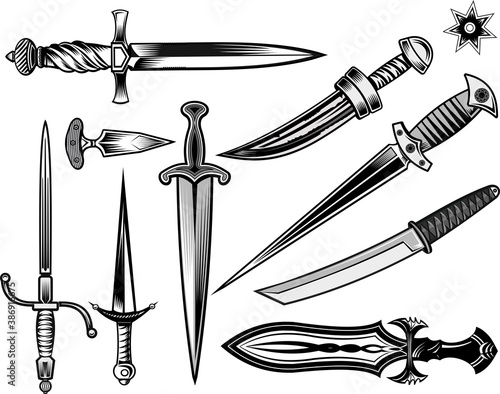 Tableau sur toile dagger knife  and tactical knives