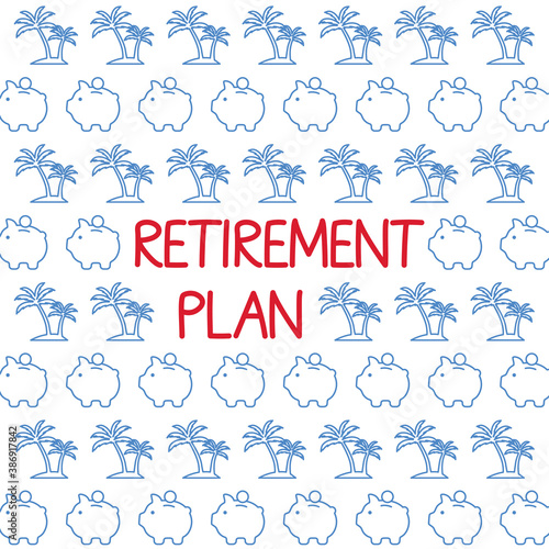 retirement plan text and icons pattern- vector illustration