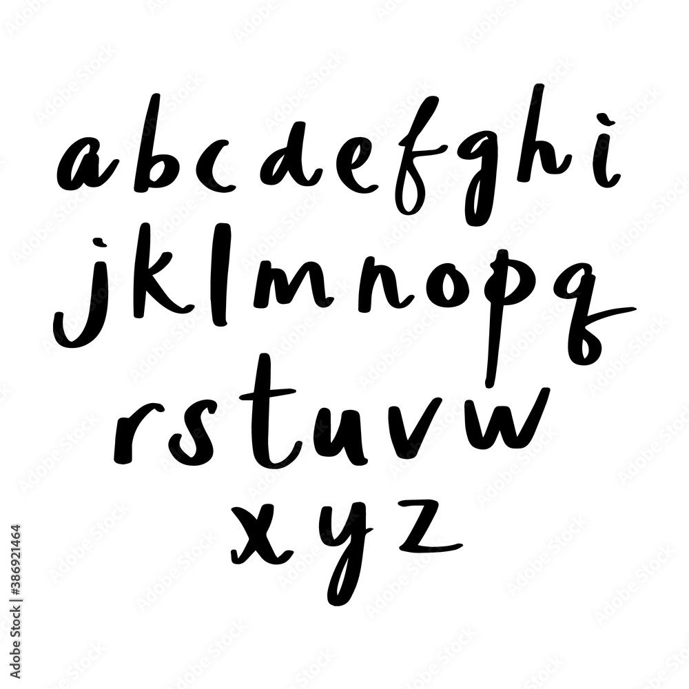Lowercase A to Z alphabet letter, handwriting vector illustration Lowercase A to Z alphabet letter, handwriting vector illustration