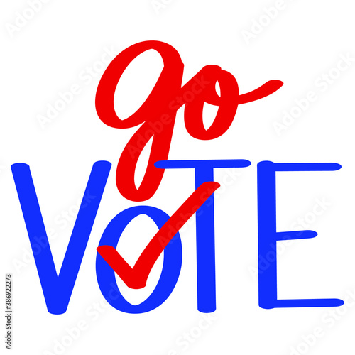 Go Vote! lettering text design. 2020 presidential campaign in the United States.