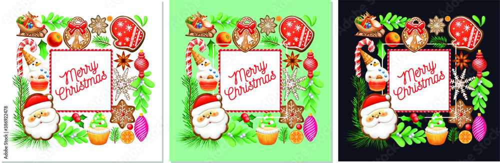 Christmas illustration. Christmas card. Gingerbread. Holiday banners, Christmas toys. merry Christmas.
Christmas illustration. Christmas card. Gingerbread. Holiday banners, Christmas toys. merry Christmas.