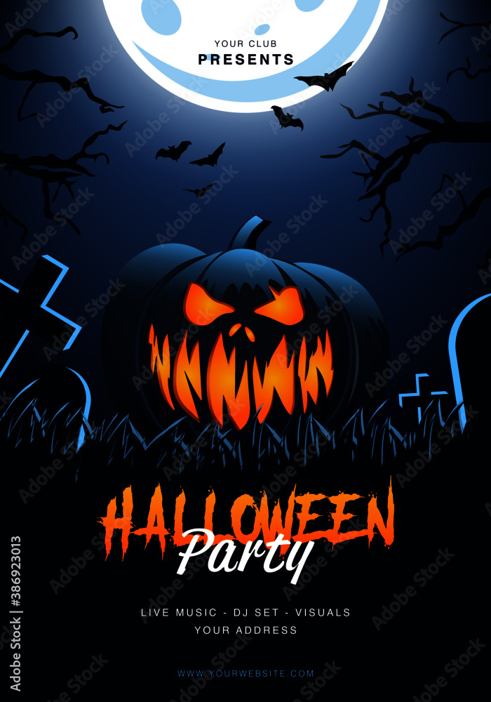 Halloween Pumpkin Flyer Poster Template Vector Illustration