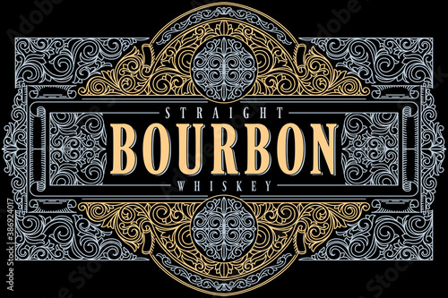 Bourbon whiskey - ornate vintage decorative label