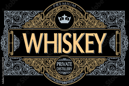 Whiskey - ornate vintage decorative label