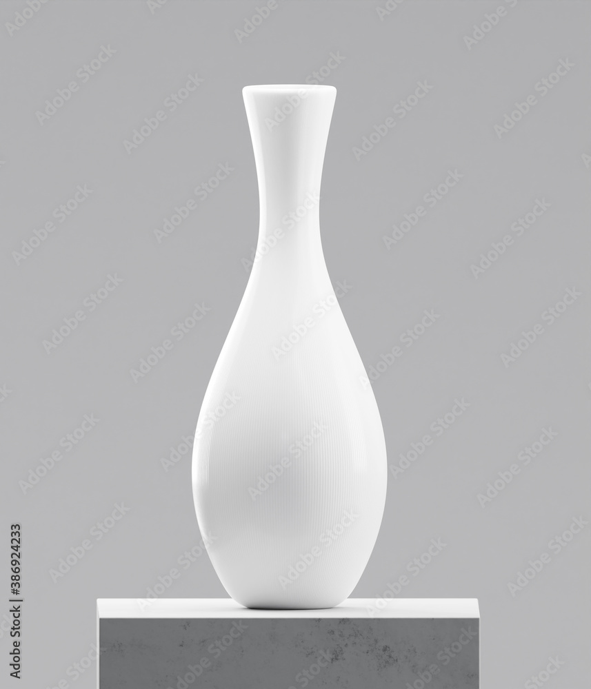 White vase on cement table White vase on cement table