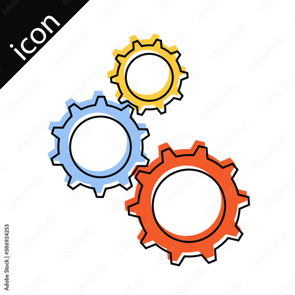 Gear lines of mechanism. Mechanism gear icon with border lines. Vector illustration. Gear lines of mechanism. Mechanism gear icon with border lines. Vector illustration.