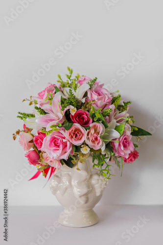 Bouquet, Flower, Vase, Springtime, White Background
