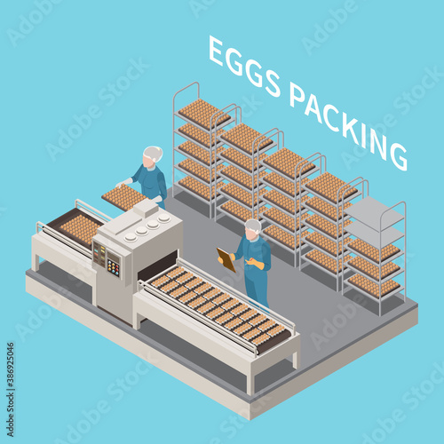 Eggs Packing Isometric Background