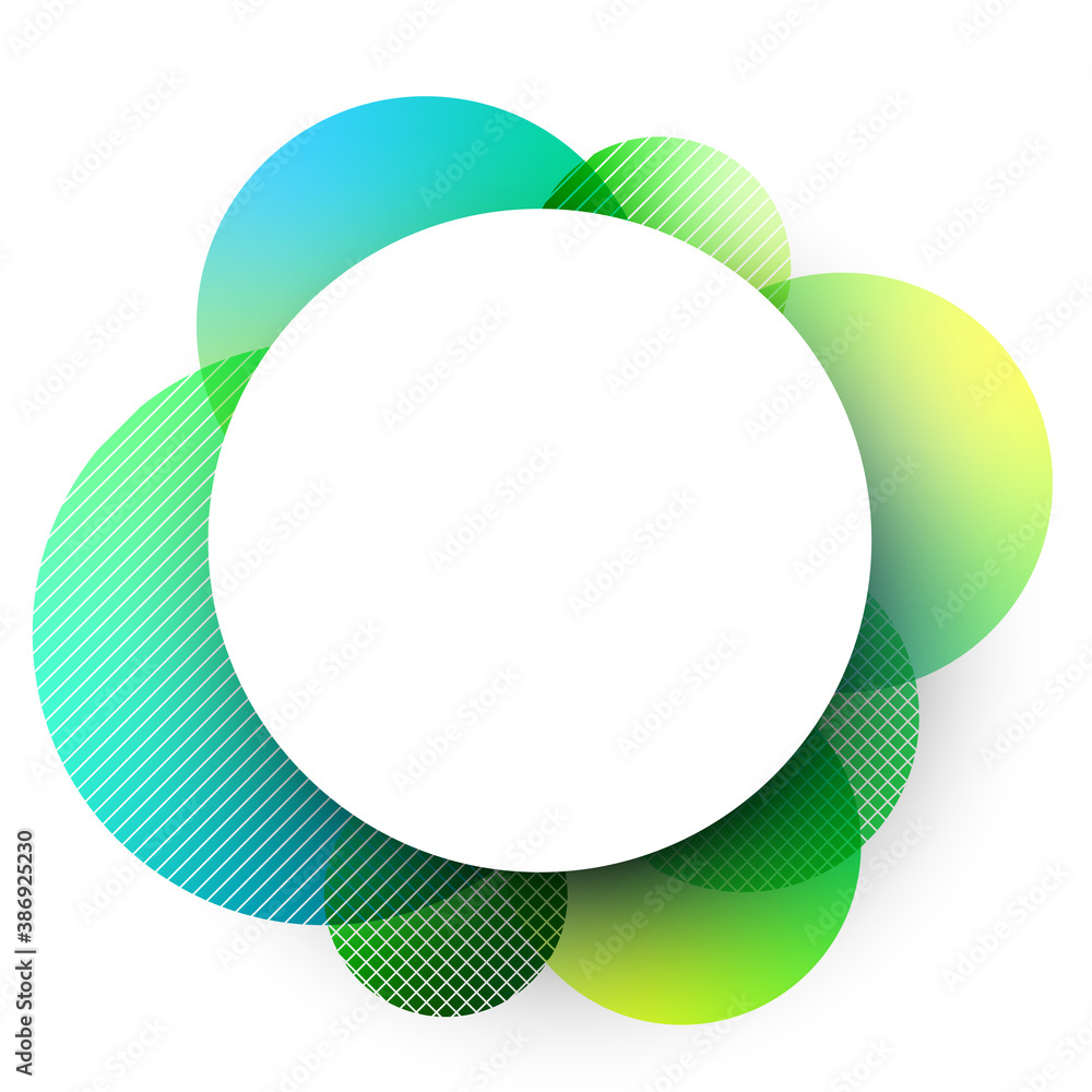 Rounded white frame with rounds in green shades. Rounded white frame with rounds in green shades.