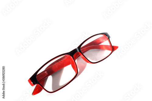 red sunglasses isolated on white