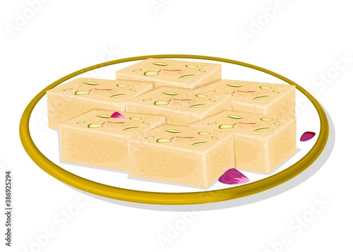 Barfi indian Sweet Dish Food Vector