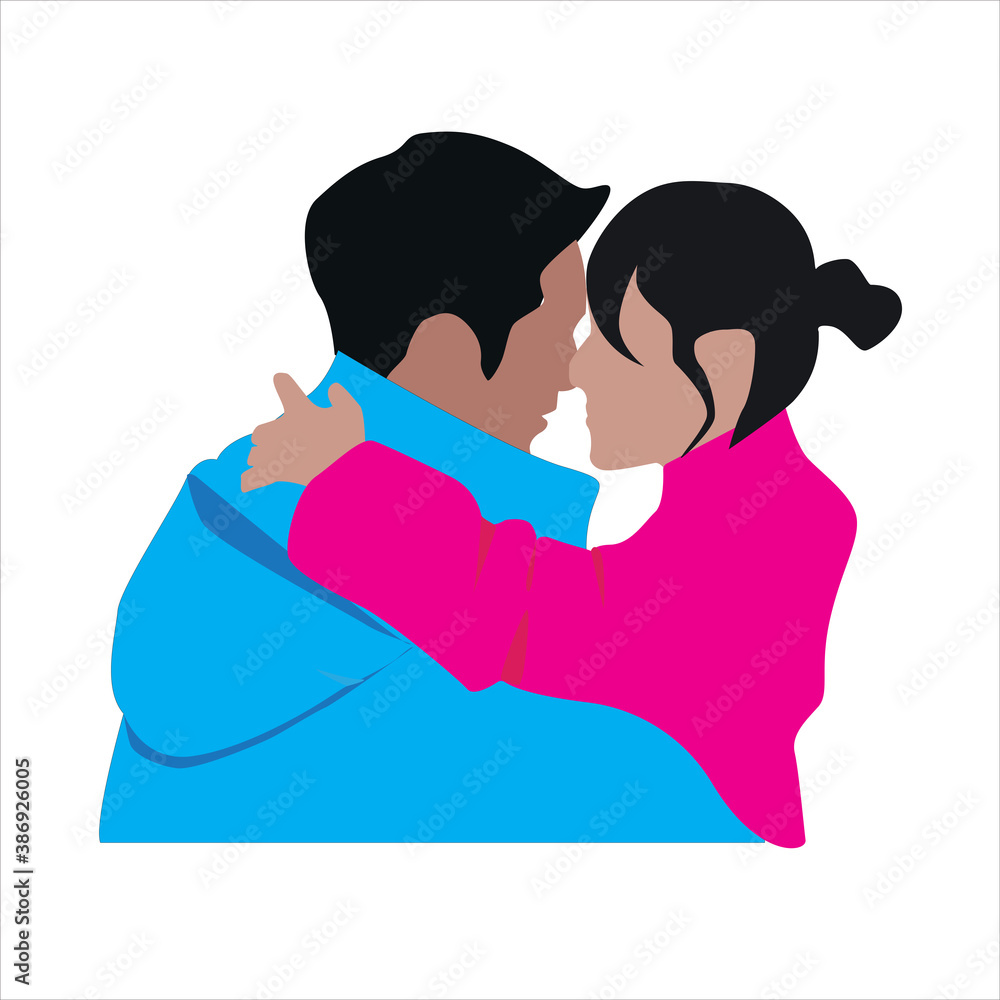 Romantic Couple Flat Design Vector Illustration Romantic Couple Flat Design Vector Illustration