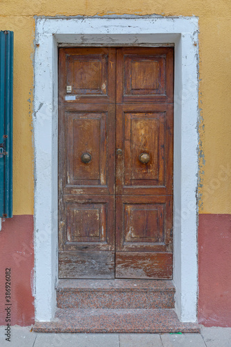 Double Wooden Door Burano Italy