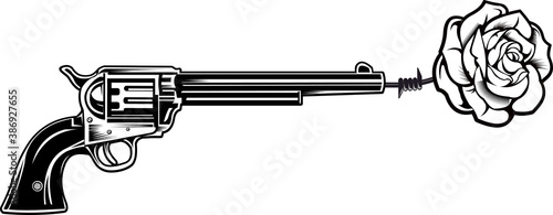 Guns and roses. Roses in gun barrel