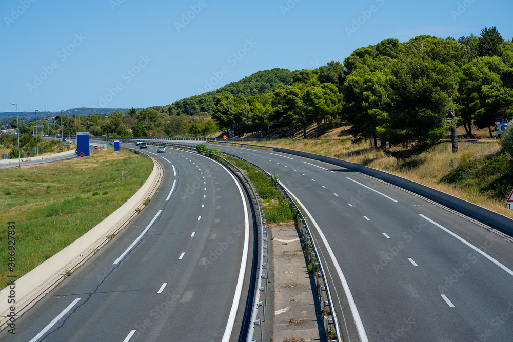 Highway view from above, Montpelier - Toulouse. Summer day Highway view from above, Montpelier - Toulouse. Summer day