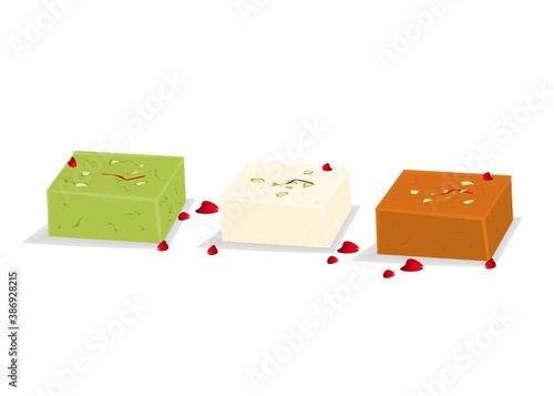 Barfi indian Sweet Dish Food Vector