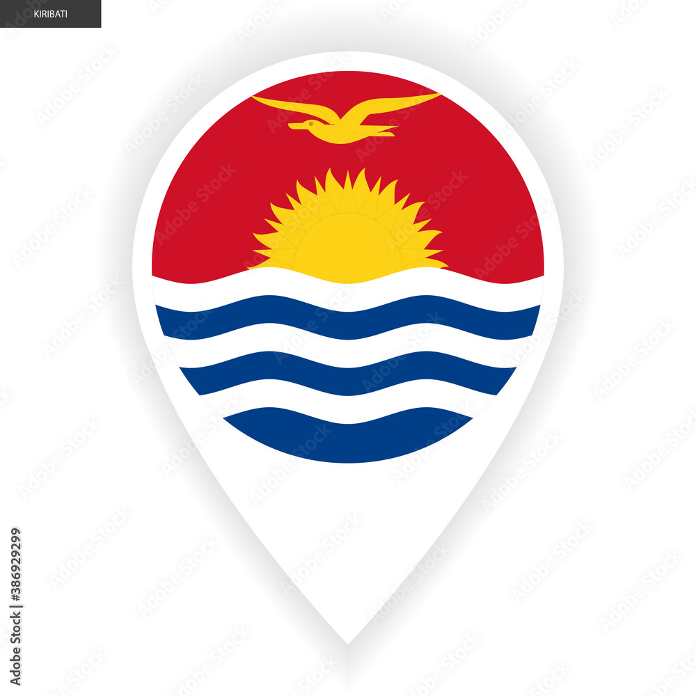 Kiribati marker icon with shadow on white background. Kiribati pin icon isolated on white background. Kiribati marker icon with shadow on white background. Kiribati pin icon isolated on white background.