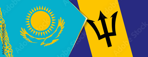 Kazakhstan and Barbados flags, two vector flags.