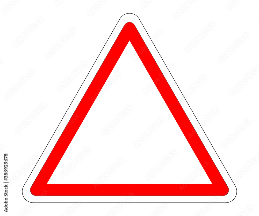 Danger warning sign, triangle frame, red border and white background for text or image, vector illustration. Danger warning sign, triangle frame, red border and white background for text or image, vector illustration.