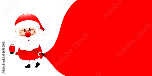 Weihnachtsmann Zieht Sack Vorwärts Hintergrund Weiß