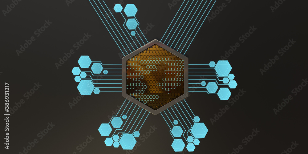 HeHexagonal quantum processor graphene technology
 - obrazy, fototapety, plakaty 
